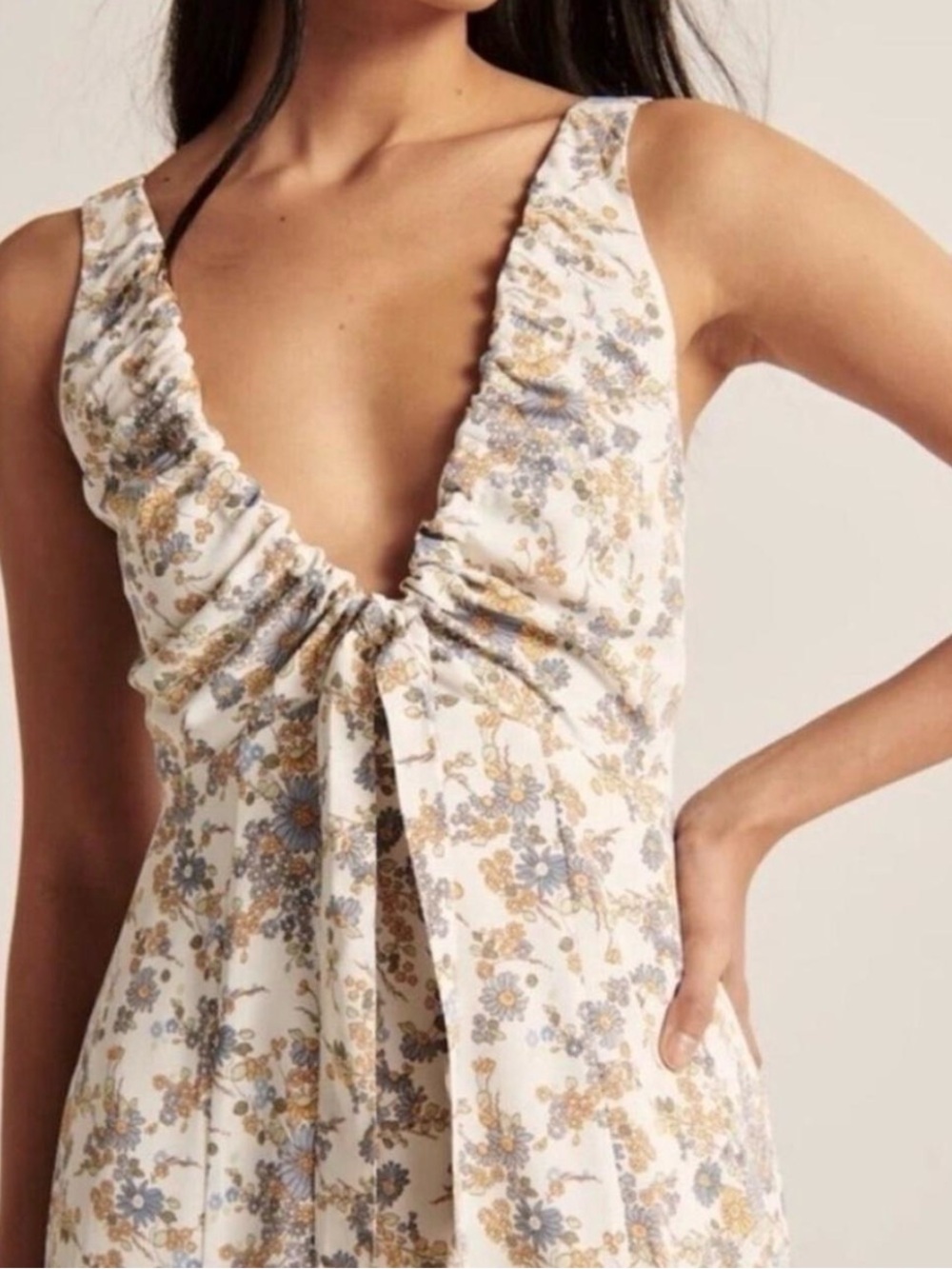 Abercrombie & Fitch Floral Tie Front Midi Dress Women's XL NWT Cottagecore - Picture 2 of 13